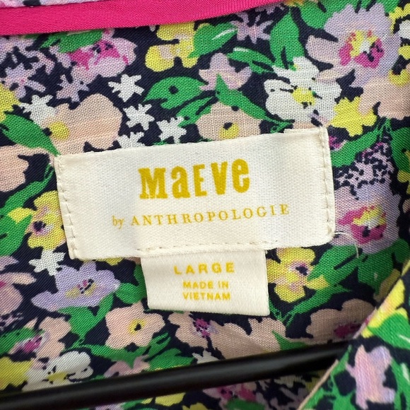 Anthropologie Maeve Ashleigh Puff-Sleeved Button Down Floral Top Blouse Large - Picture 6 of 12